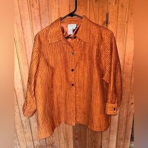Coldwater Creek Copper-Orange Textured Button Shirt
